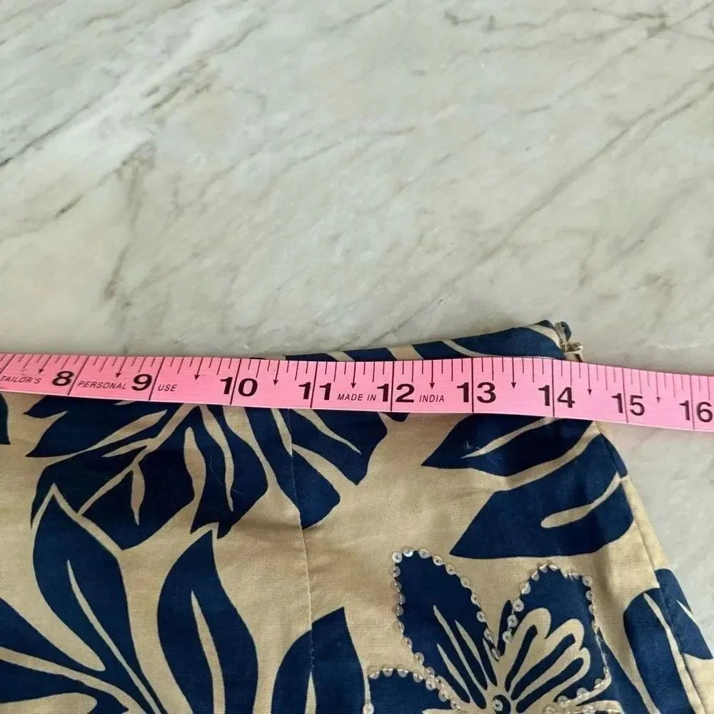 Talbots tropical print sequined skirt cotton stretch size 6
